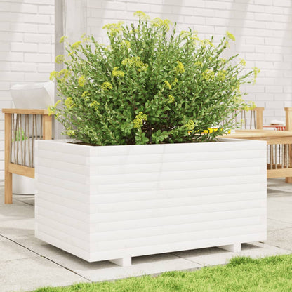 Fioriera da Giardino Bianca 90x60x49,5cm Legno Massello di Pino | homemem39