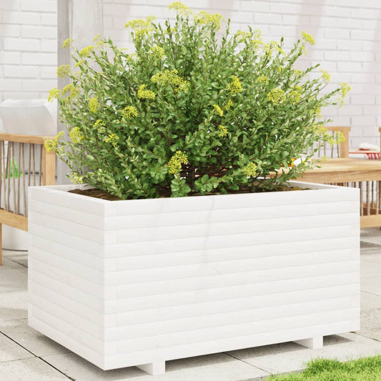 Fioriera da Giardino Bianca 90x60x49,5cm Legno Massello di Pino | homemem39