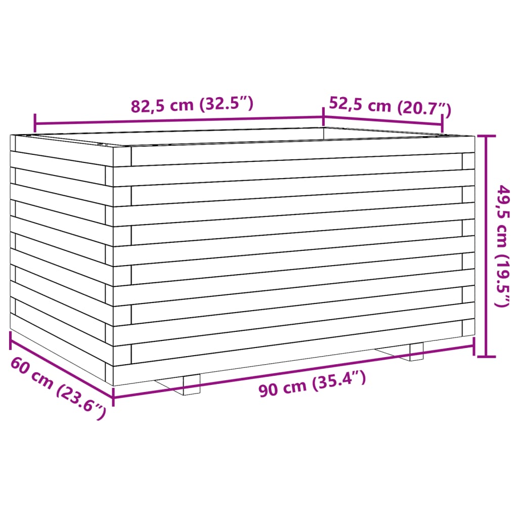 Fioriera Giardino Marrone Cera 90x60x49,5cm Legno Massello Pino | homemem39