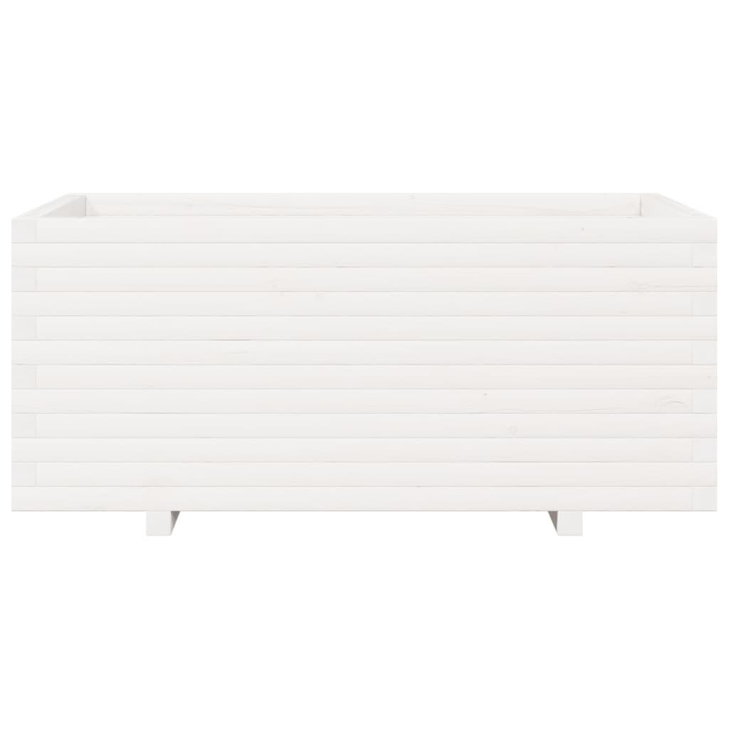 Fioriera da Giardino Bianca 110x60x49,5 cm Legno Massello Pino - homemem39