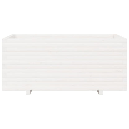 Fioriera da Giardino Bianca 110x60x49,5 cm Legno Massello Pino - homemem39
