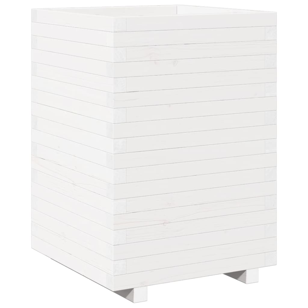 Fioriera da Giardino Bianca 50x50x72,5cm Legno Massello di Pino | homemem39
