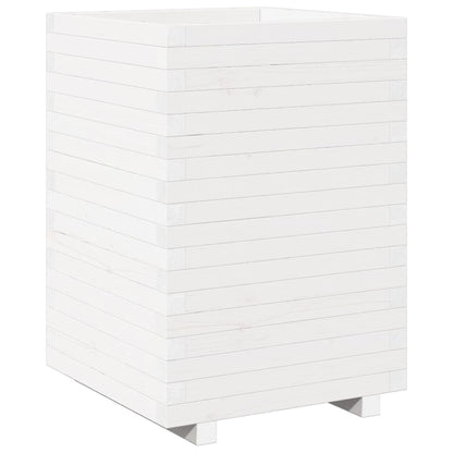 Fioriera da Giardino Bianca 50x50x72,5cm Legno Massello di Pino | homemem39