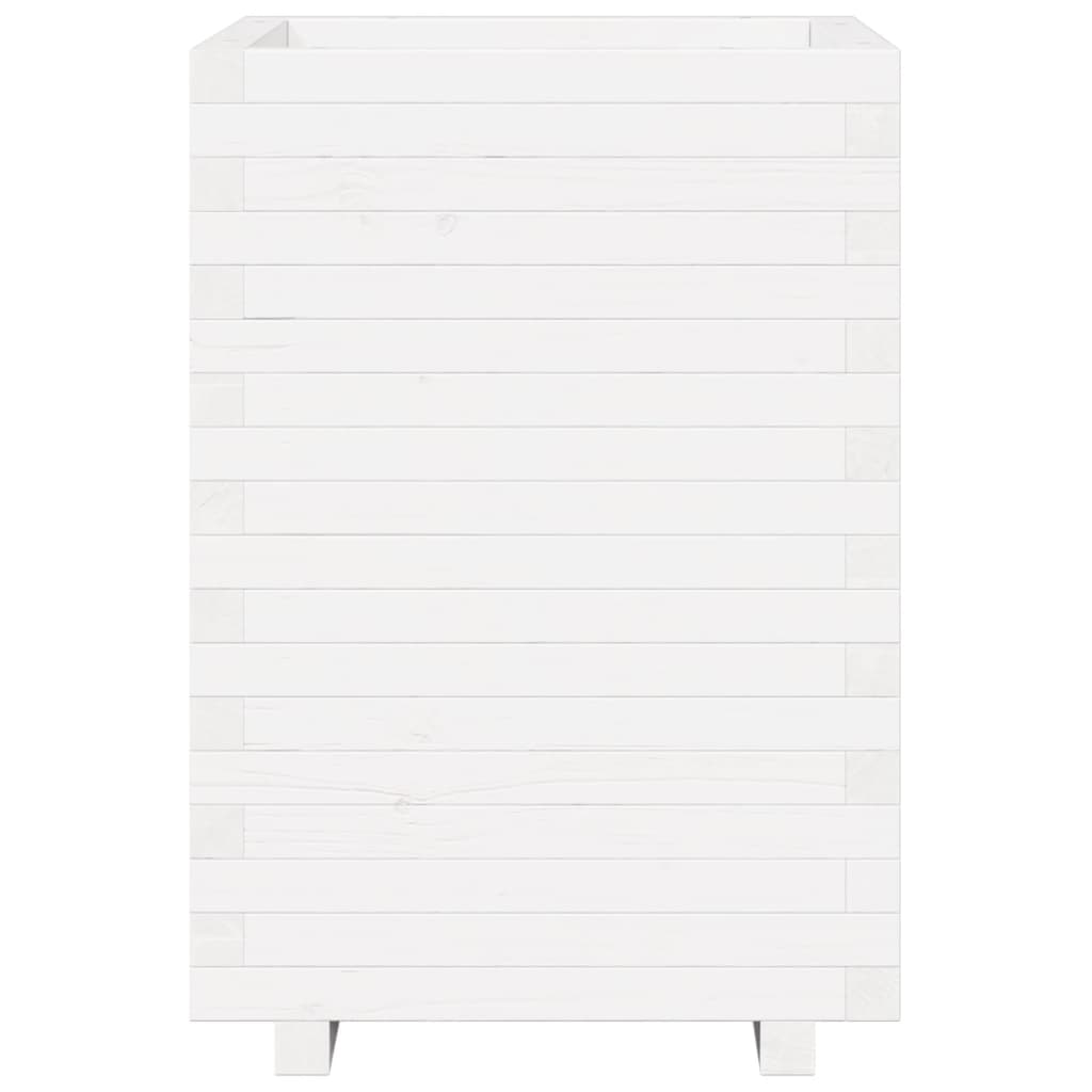 Fioriera da Giardino Bianca 50x50x72,5cm Legno Massello di Pino | homemem39