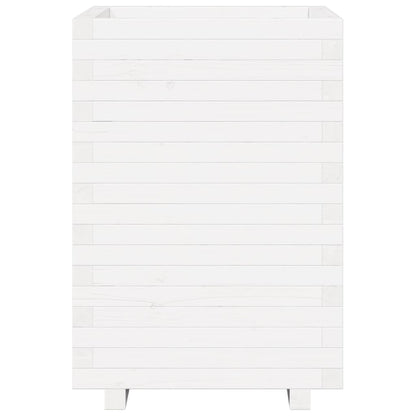 Fioriera da Giardino Bianca 50x50x72,5cm Legno Massello di Pino - homemem39