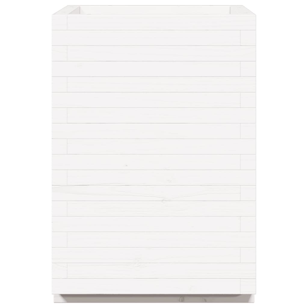 Fioriera da Giardino Bianca 50x50x72,5cm Legno Massello di Pino - homemem39