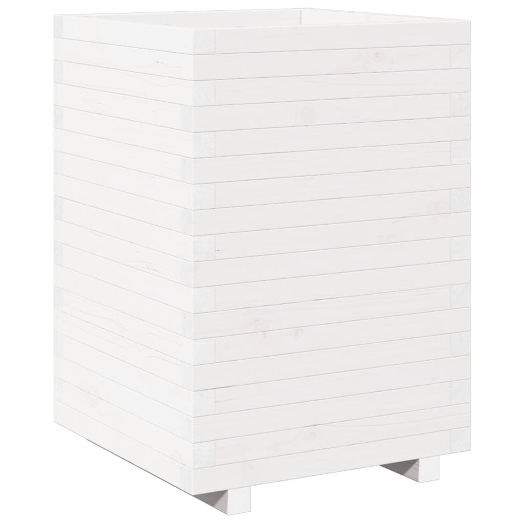 Fioriera da Giardino Bianca 50x50x72,5cm Legno Massello di Pino | homemem39