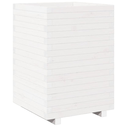 Fioriera da Giardino Bianca 50x50x72,5cm Legno Massello di Pino | homemem39