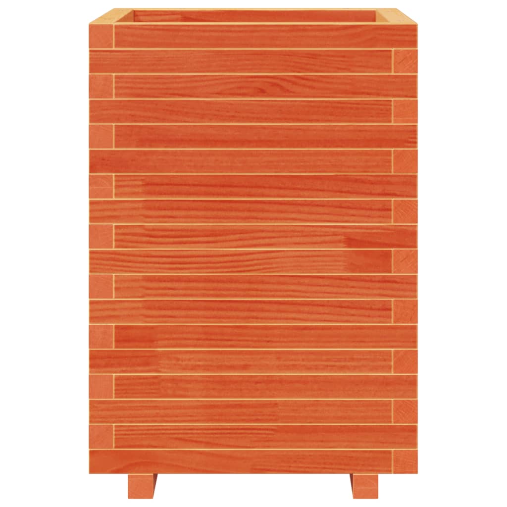 Fioriera Giardino Marrone Cera 50x50x72,5cm Legno Massello Pino