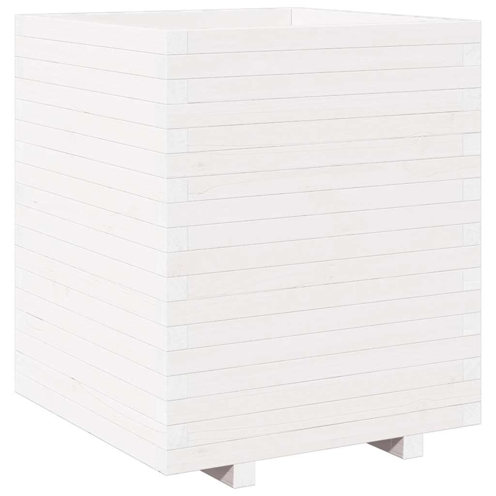 Fioriera da Giardino Bianca 60x60x72,5cm Legno Massello di Pino | homemem39