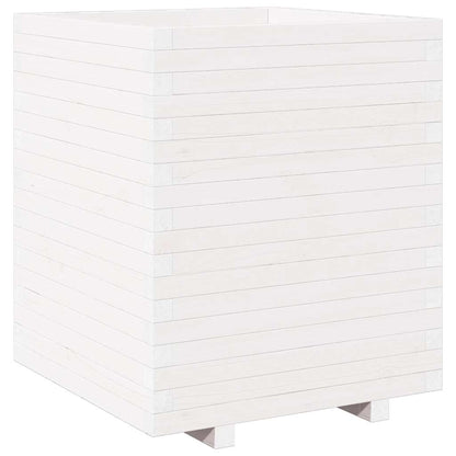 Fioriera da Giardino Bianca 60x60x72,5cm Legno Massello di Pino | homemem39