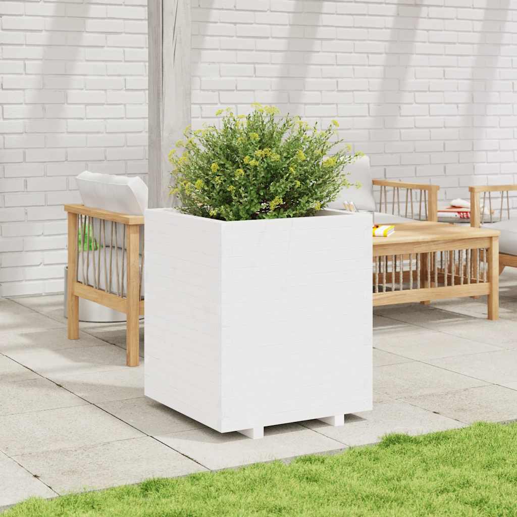 Fioriera da Giardino Bianca 60x60x72,5cm Legno Massello di Pino | homemem39