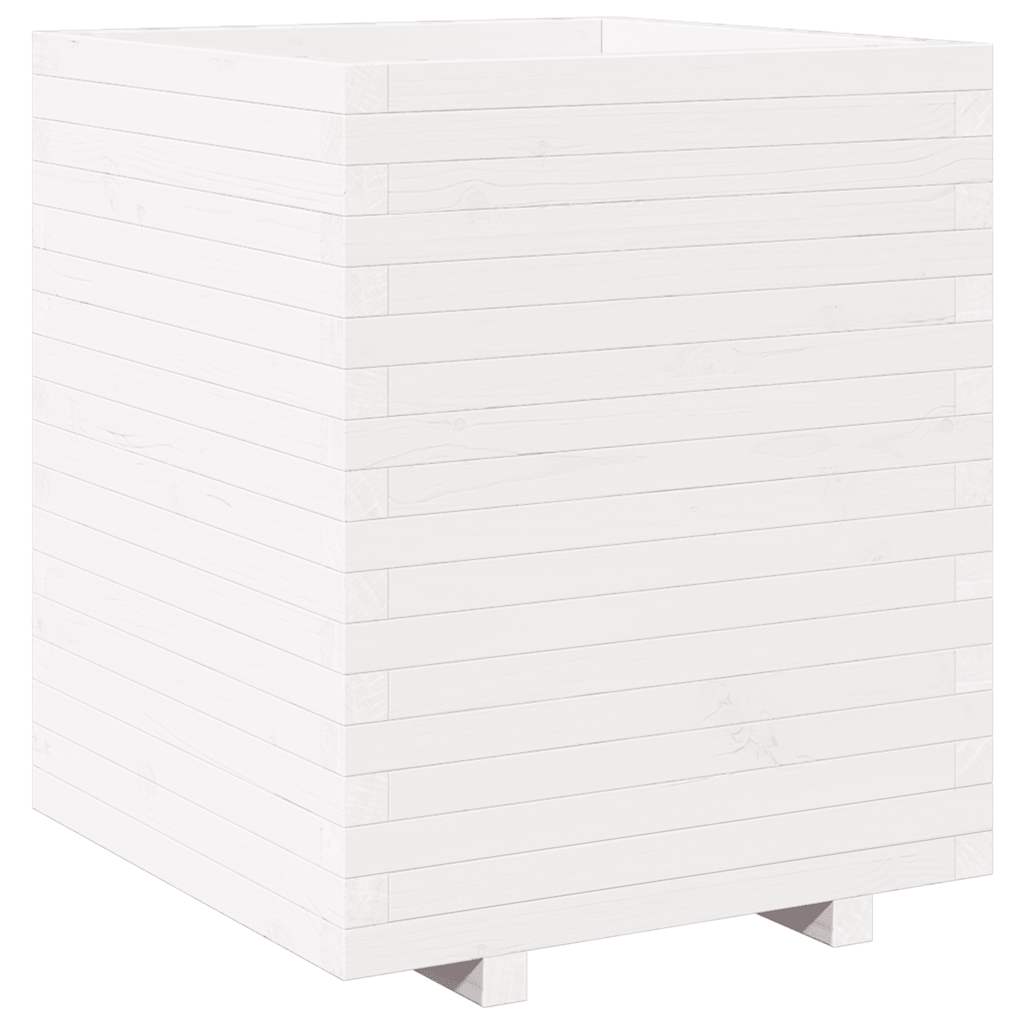 Fioriera da Giardino Bianca 60x60x72,5cm Legno Massello di Pino | homemem39