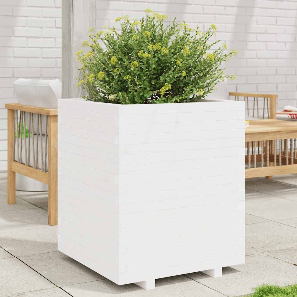 Fioriera da Giardino Bianca 60x60x72,5cm Legno Massello di Pino | homemem39