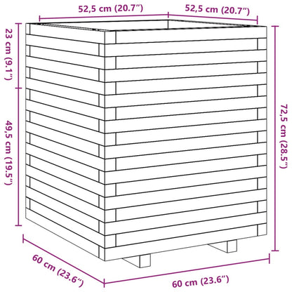 Fioriera Giardino Marrone Cera 60x60x72,5cm Legno Massello Pino | homemem39