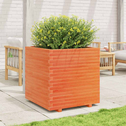 Fioriera Giardino Marrone Cera 70x70x72,5cm Legno Massello Pino