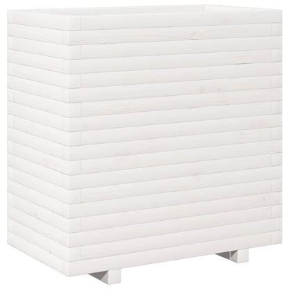 Fioriera da Giardino Bianca 70x40x72,5cm Legno Massello di Pino