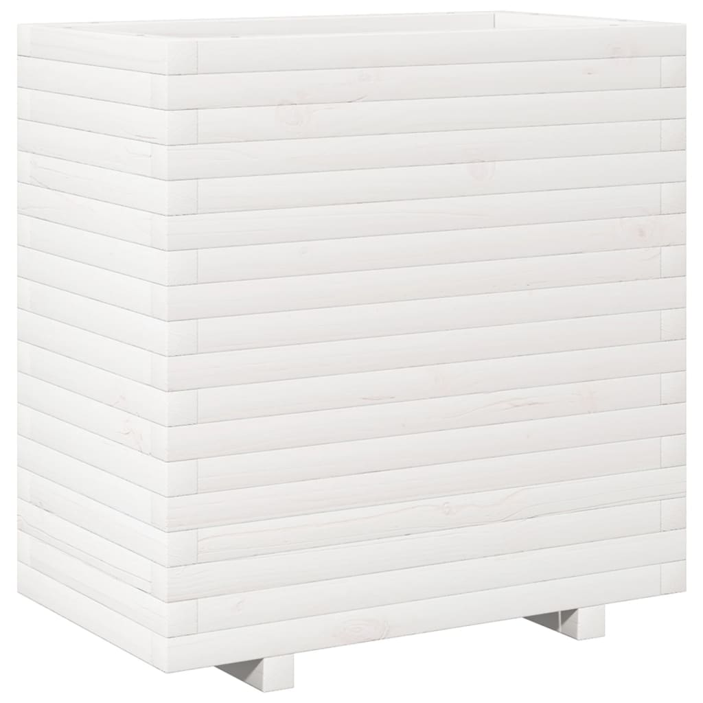 Fioriera da Giardino Bianca 70x40x72,5cm Legno Massello di Pino | homemem39