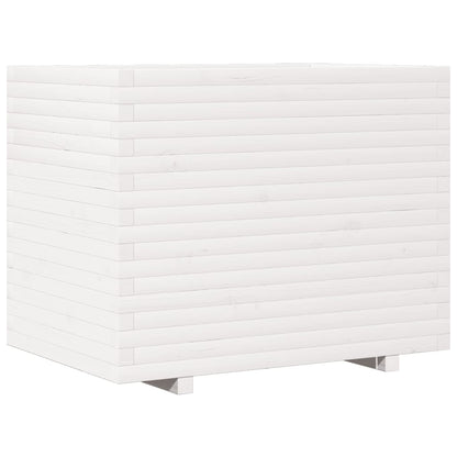 Fioriera da Giardino Bianca 90x60x72,5cm Legno Massello di Pino