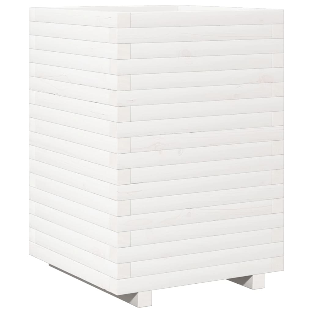 Fioriera da Giardino Bianca 50x50x72 cm Legno Massello di Pino | homemem39
