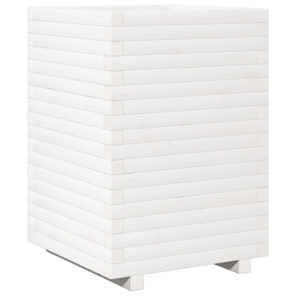 Fioriera da Giardino Bianca 50x50x72 cm Legno Massello di Pino | homemem39