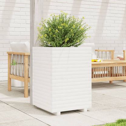 Fioriera da Giardino Bianca 50x50x72 cm Legno Massello di Pino | homemem39