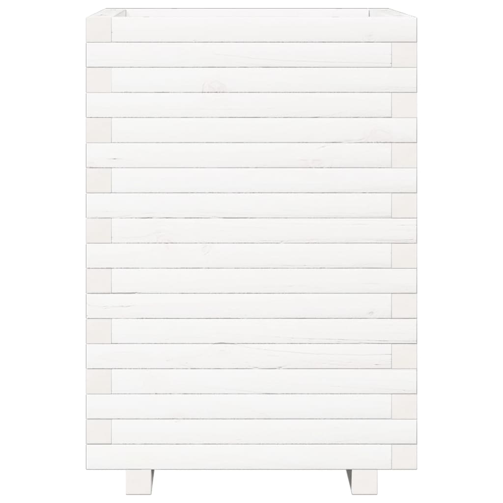 Fioriera da Giardino Bianca 50x50x72 cm Legno Massello di Pino | homemem39