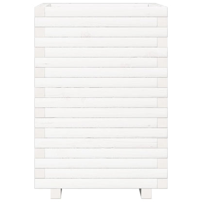 Fioriera da Giardino Bianca 50x50x72 cm Legno Massello di Pino - homemem39