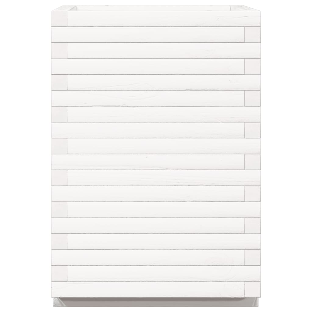 Fioriera da Giardino Bianca 50x50x72 cm Legno Massello di Pino | homemem39