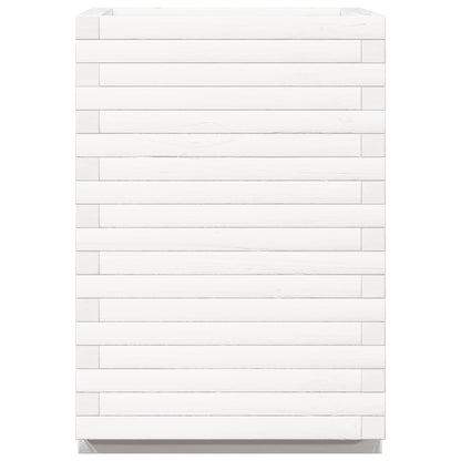 Fioriera da Giardino Bianca 50x50x72 cm Legno Massello di Pino | homemem39