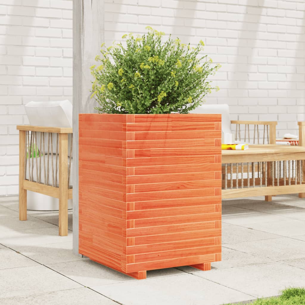 Fioriera Giardino Marrone Cera 50x50x72 cm Legno Massello Pino | homemem39