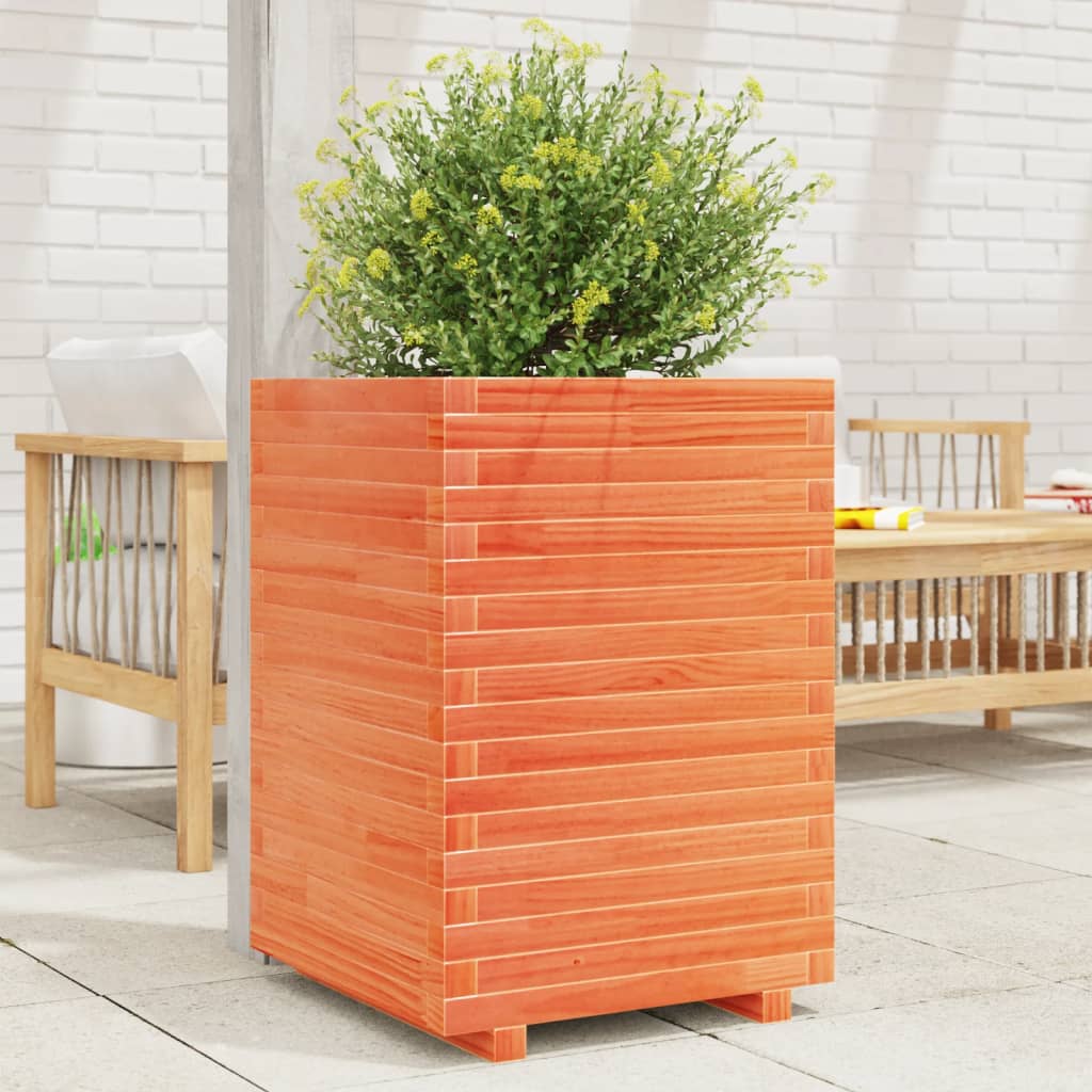 Fioriera Giardino Marrone Cera 50x50x72 cm Legno Massello Pino | homemem39