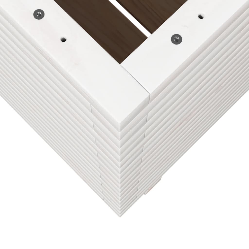 Fioriera da Giardino Bianca 60x60x72 m Legno Massello di Pino - homemem39