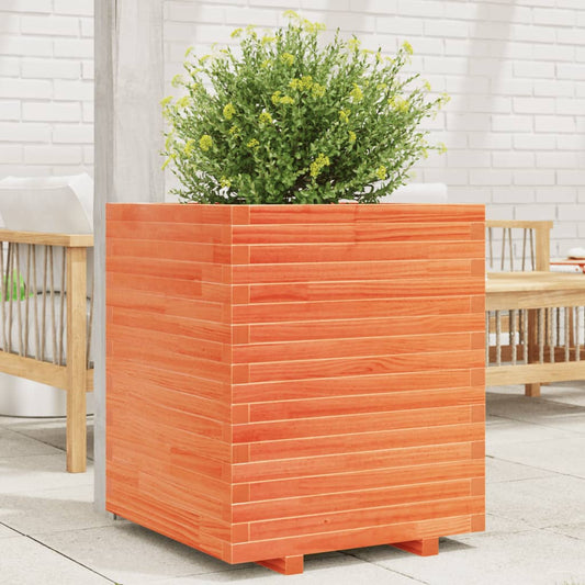 Fioriera Giardino Marrone Cera 60x60x72 cm Legno Massello Pino - homemem39