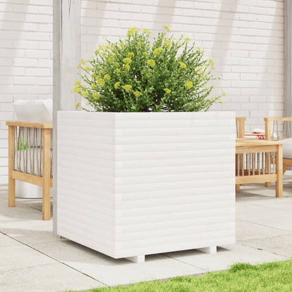 Fioriera da Giardino Bianca 70x70x72 cm Legno Massello di Pino