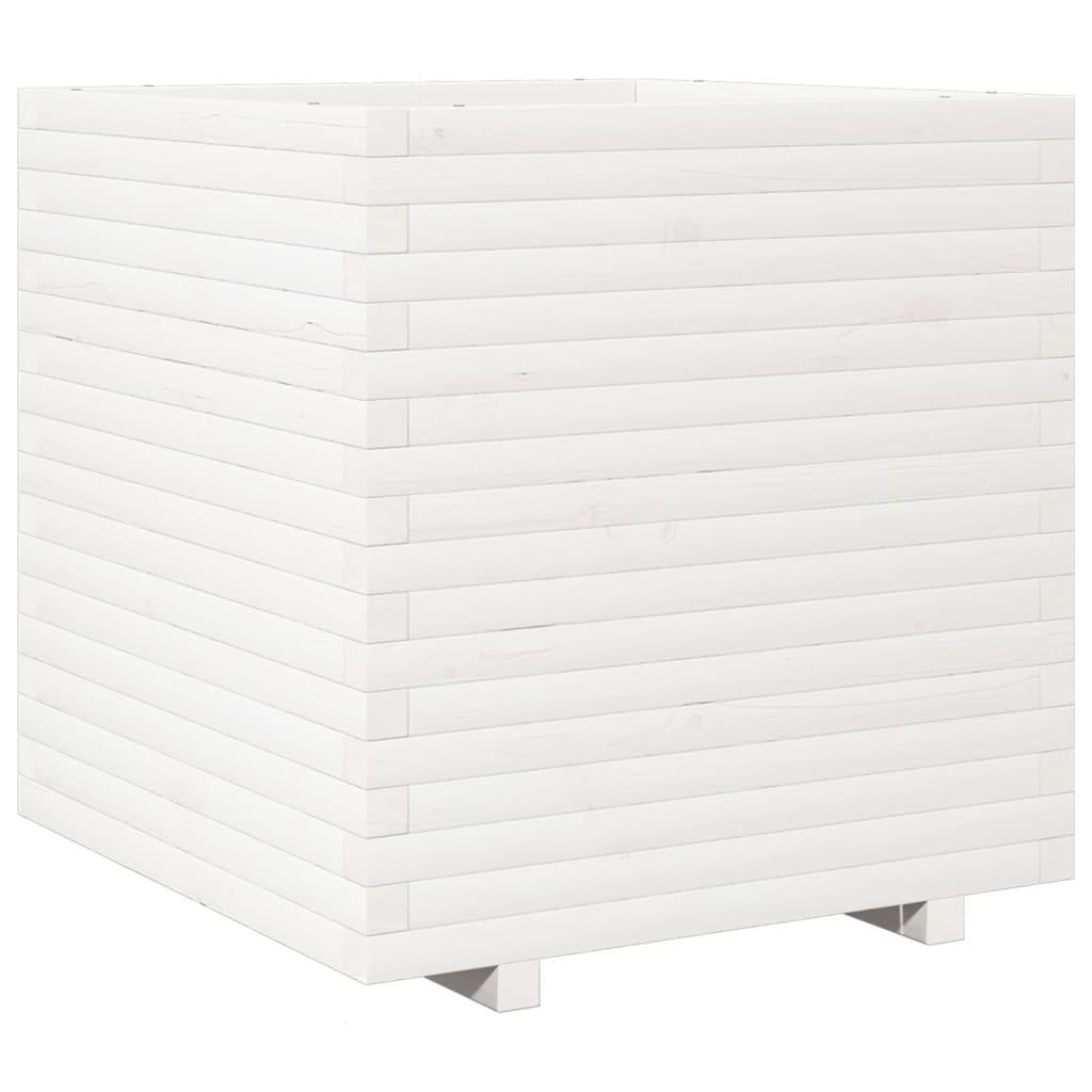 Fioriera da Giardino Bianca 70x70x72 cm Legno Massello di Pino | homemem39