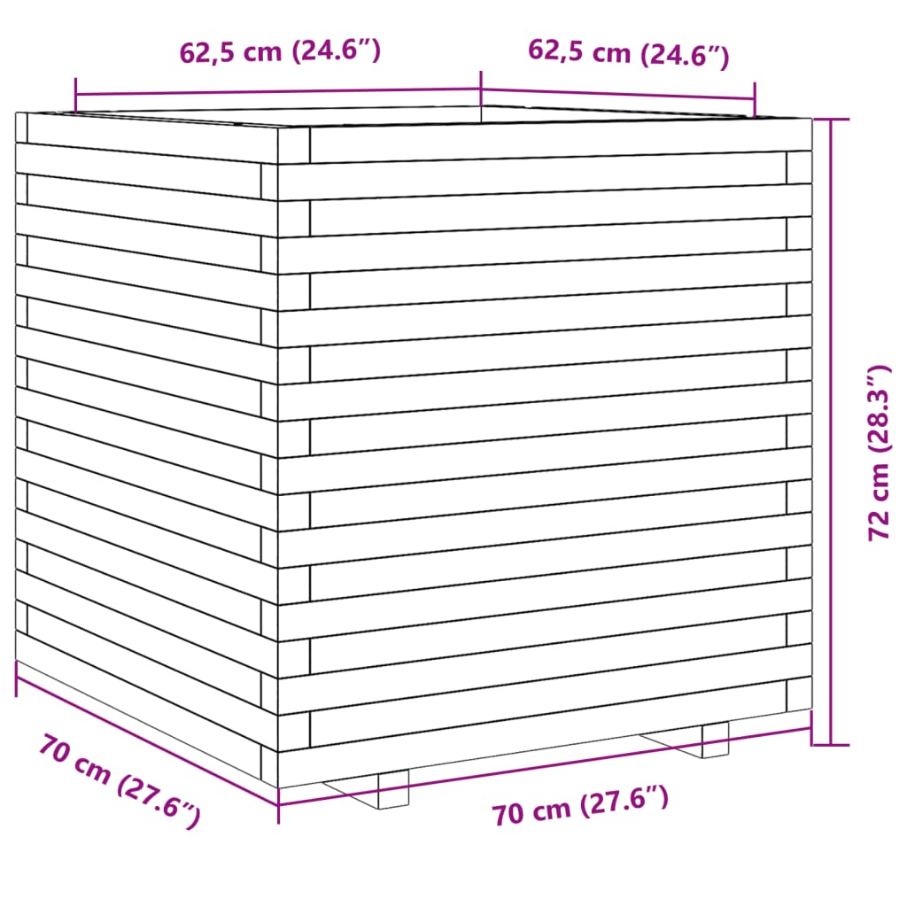 Fioriera da Giardino Bianca 70x70x72 cm Legno Massello di Pino | homemem39