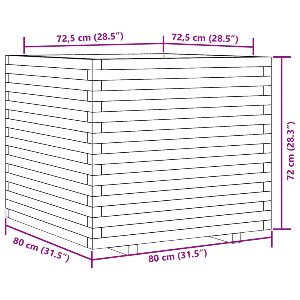 Fioriera da Giardino Bianca 80x80x72 cm Legno Massello di Pino | homemem39