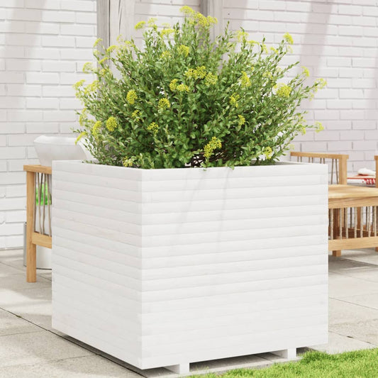 Fioriera da Giardino Bianca 80x80x72 cm Legno Massello di Pino | homemem39