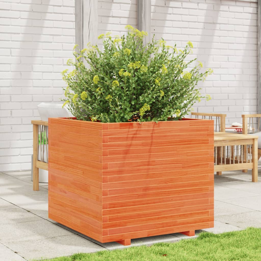 Fioriera Giardino Marrone Cera 80x80x72 cm Legno Massello Pino | homemem39