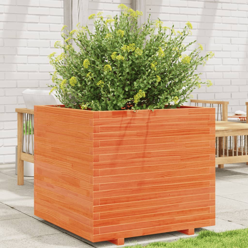 Fioriera Giardino Marrone Cera 80x80x72 cm Legno Massello Pino | homemem39