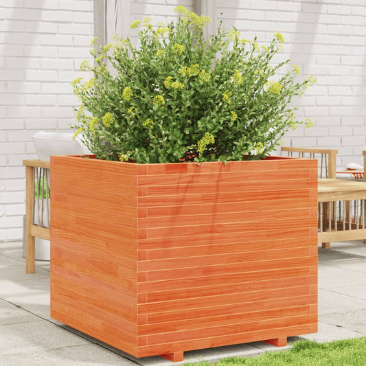 Fioriera Giardino Marrone Cera 80x80x72 cm Legno Massello Pino | homemem39