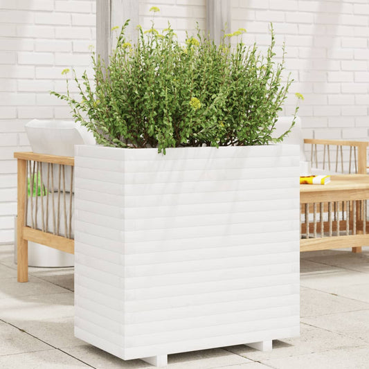 Fioriera da Giardino Bianca 70x40x72 cm Legno Massello di Pino | homemem39
