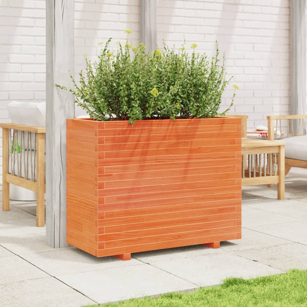Fioriera Giardino Marrone Cera 90x40x72 cm Legno Massello Pino | homemem39