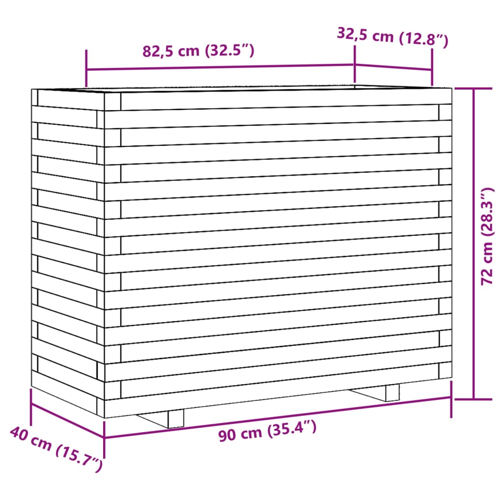 Fioriera Giardino Marrone Cera 90x40x72 cm Legno Massello Pino | homemem39