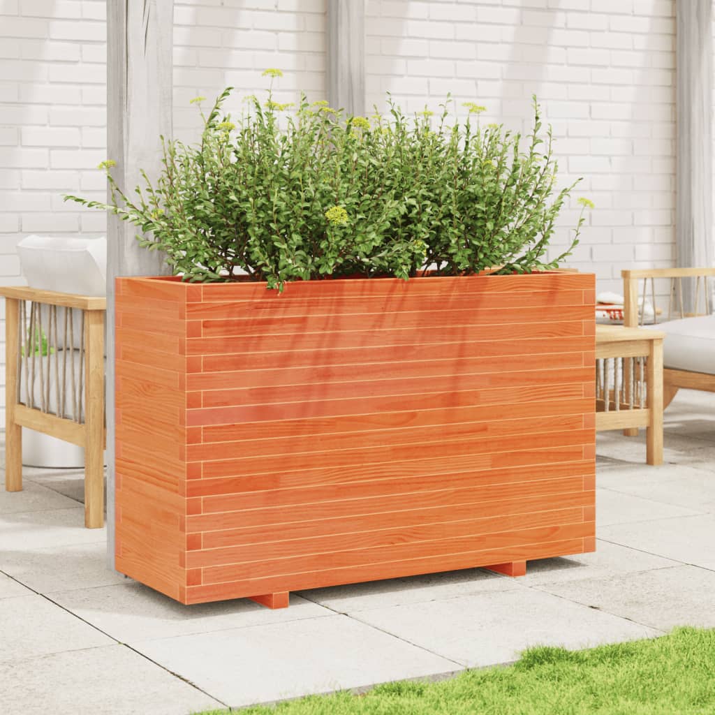 Fioriera Giardino Marrone Cera 110x40x72 cm Legno Massello Pino | homemem39