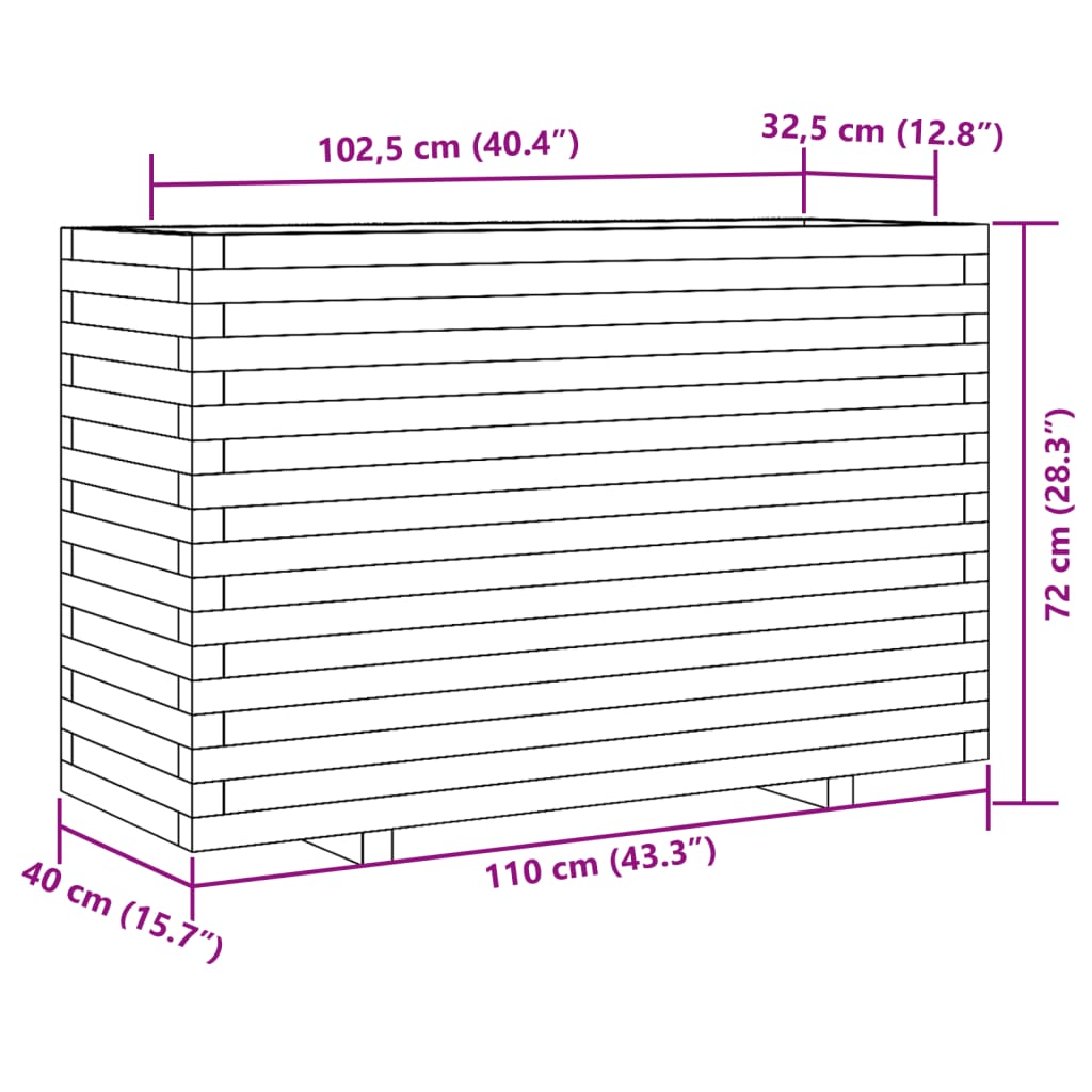 Fioriera Giardino Marrone Cera 110x40x72 cm Legno Massello Pino | homemem39