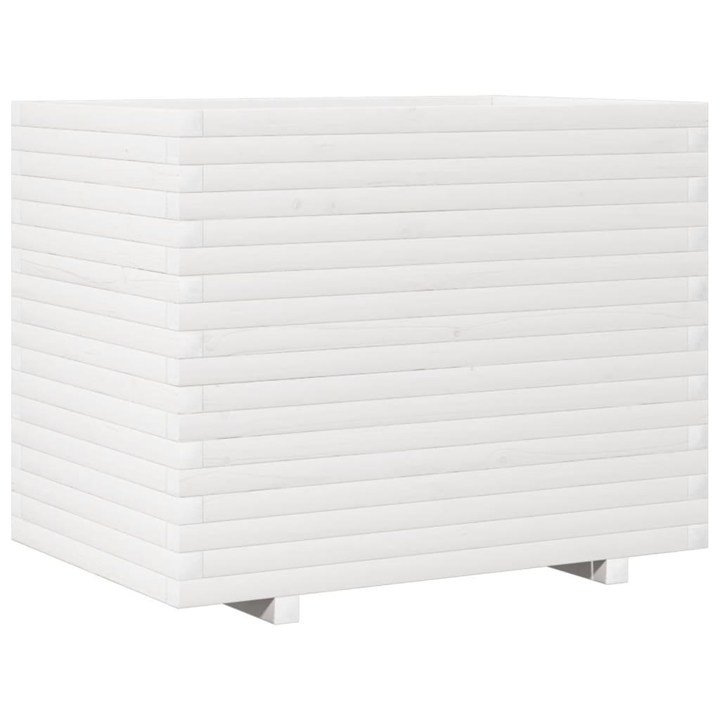 Fioriera da Giardino Bianca 90x60x72 cm Legno Massello di Pino | homemem39