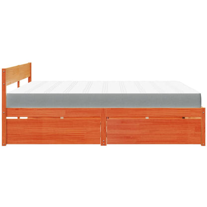 Letto Cassetti e Materasso Marrone Cera 180x200cm Massello Pino | homemem39