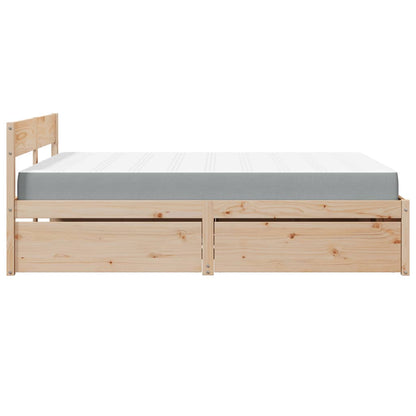 Letto con Cassetti e Materasso 140x200 cm Legno Massello Pino | homemem39